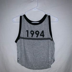 gray and black graphic tank size S